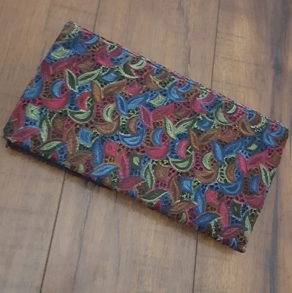 Vintage Lennox Bags Multicolor Embroidered Lace Envelope Clutch Evening‎ Bag - Picture 3 of 6